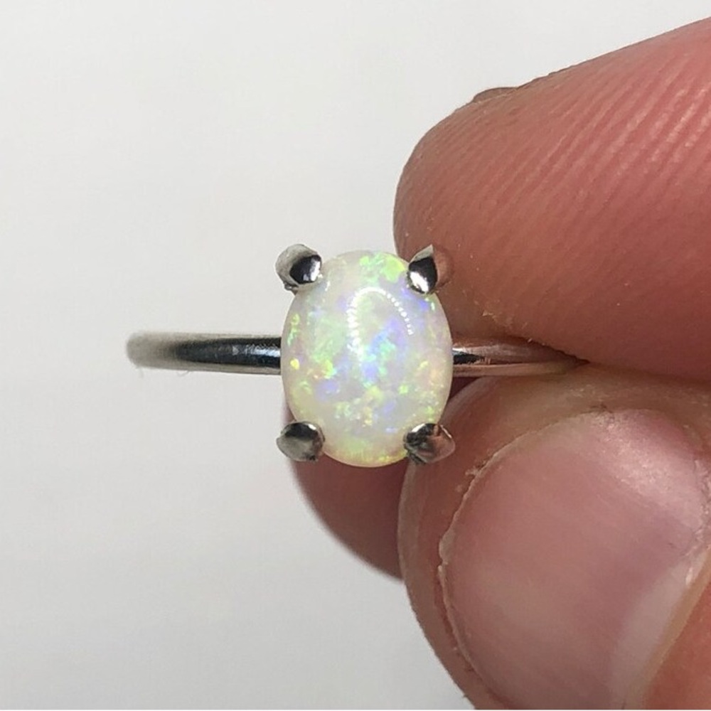 The “Libra” Handmade Sterling Silver Opal Ring | Dainty & Elegant oct birthstone - Picture 3 of 5